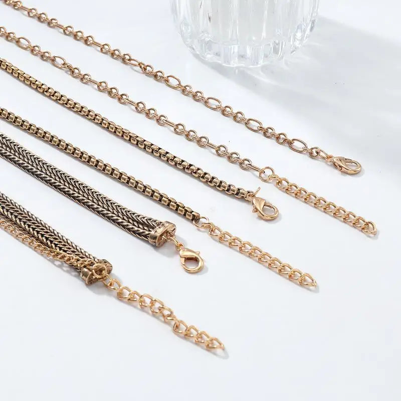 Necklace with Fashion Pin, Button Key, Heart Pendant for Women; Bohemian Multi-Strand Clavicle Chain Accessory