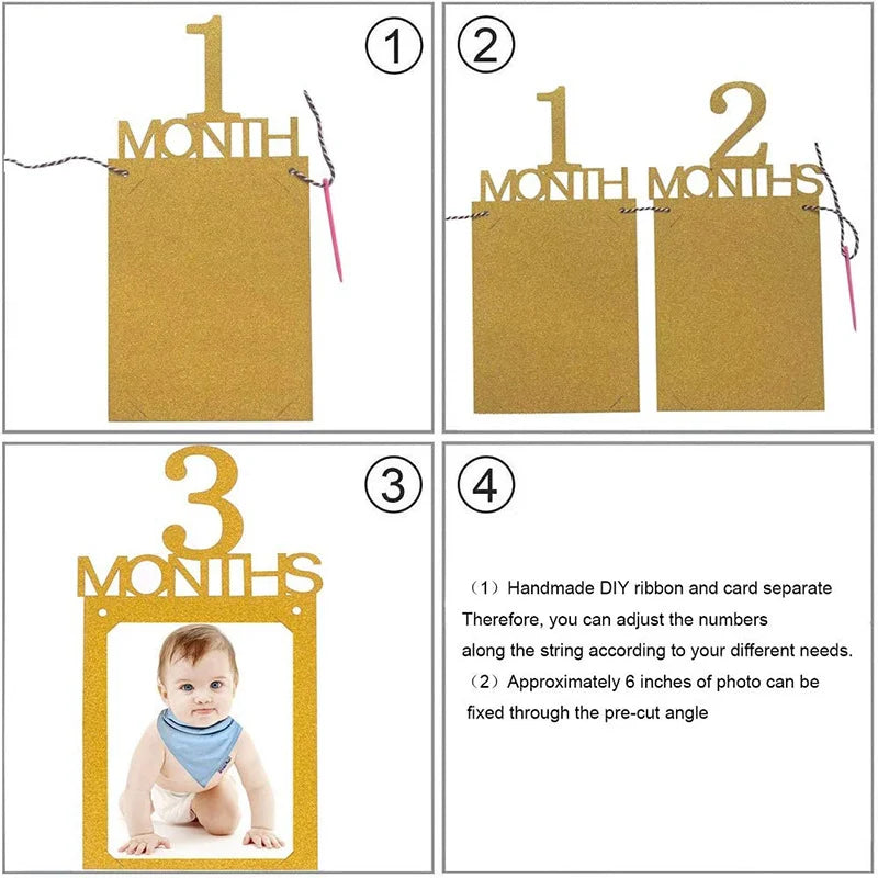 1st Birthday Baby Photo Banner Photo Frame Birthday Party Decoration Props Boys Girls 1st Birthday Party Decoration Photos