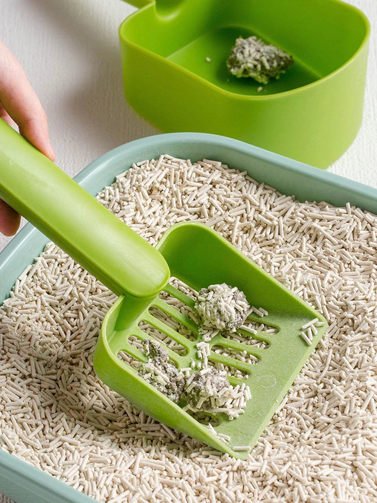 Cat Litter Scoop Plastic Cat Litter Shovel With Base Self Cleaning Cat Litter Box Shovel Kitten Toilet Clean Tools Cat Supplies