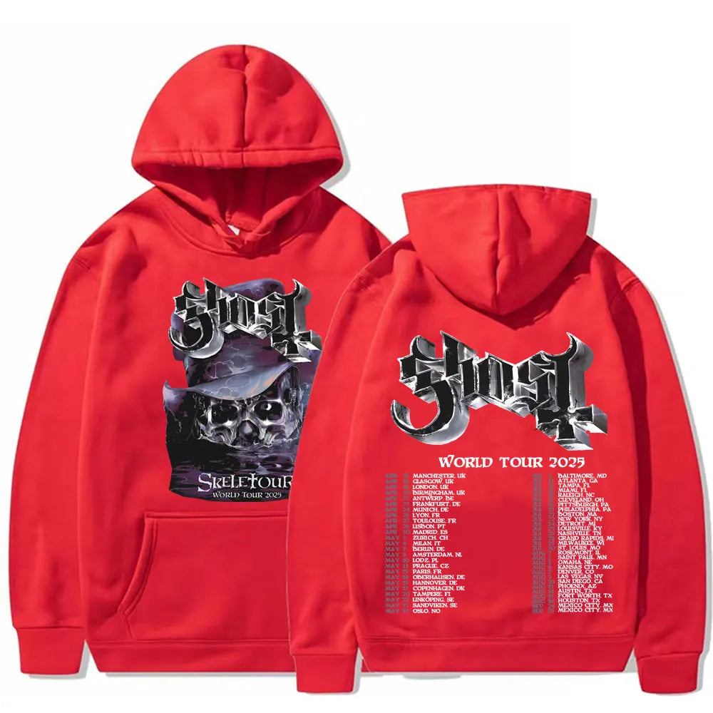 Band Ghost Skeletour World Tour 2025 Merch Hoodie Men Women Fashion Hip Hop Cool Sweatshirt High Quality Hoodies Streetwear Tops