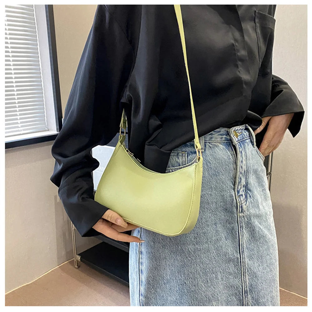 WOMEN'S Bag Underarm Bag  Handbags Retro Solid Color PU Leather Shoulder Underarm Bags Casual Women Hobos Handbags