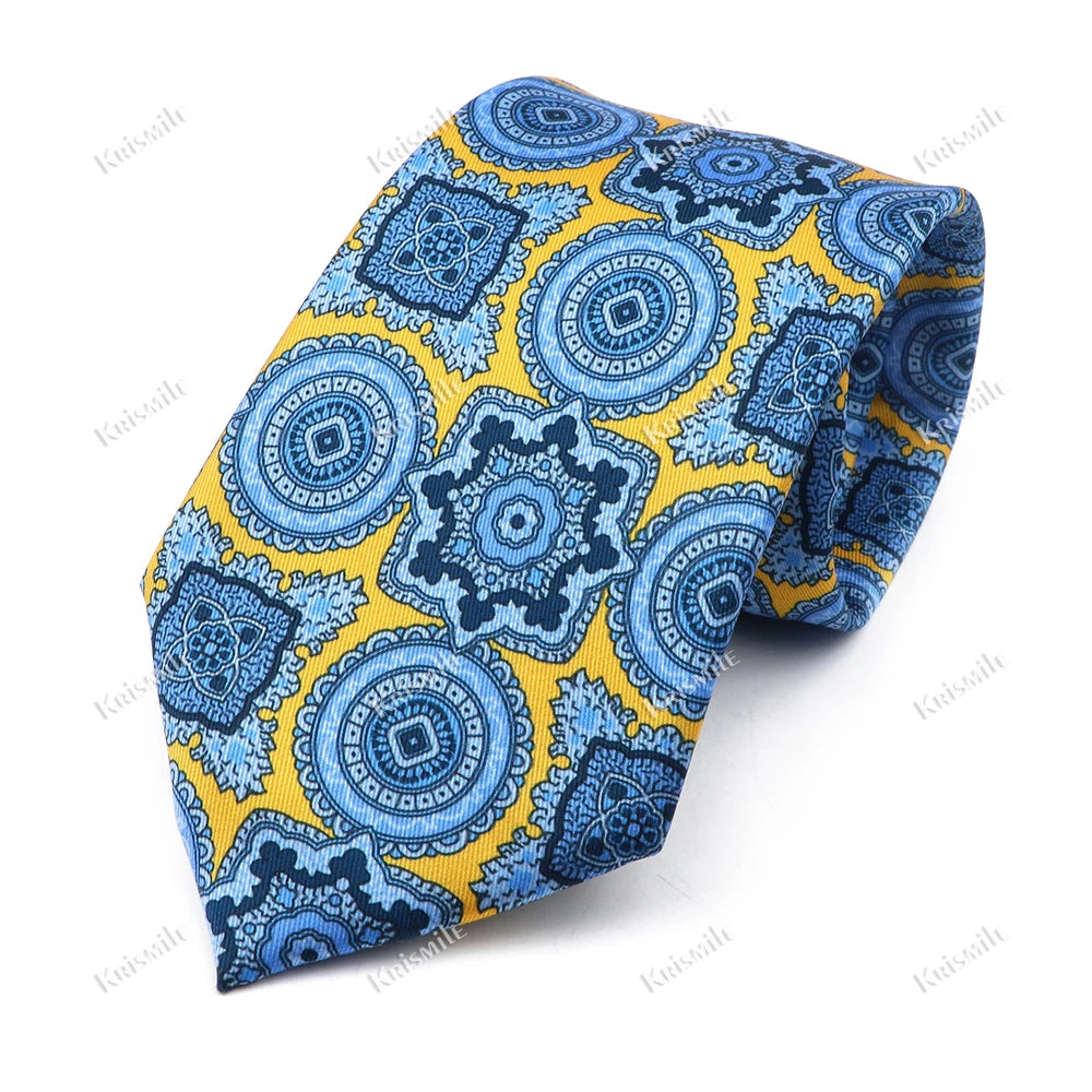 New Design Bohemian Style Necktie For Men Silk Touch Soft Blue Red Yellow Necktie Fit Wedding Party Business Office Accessory