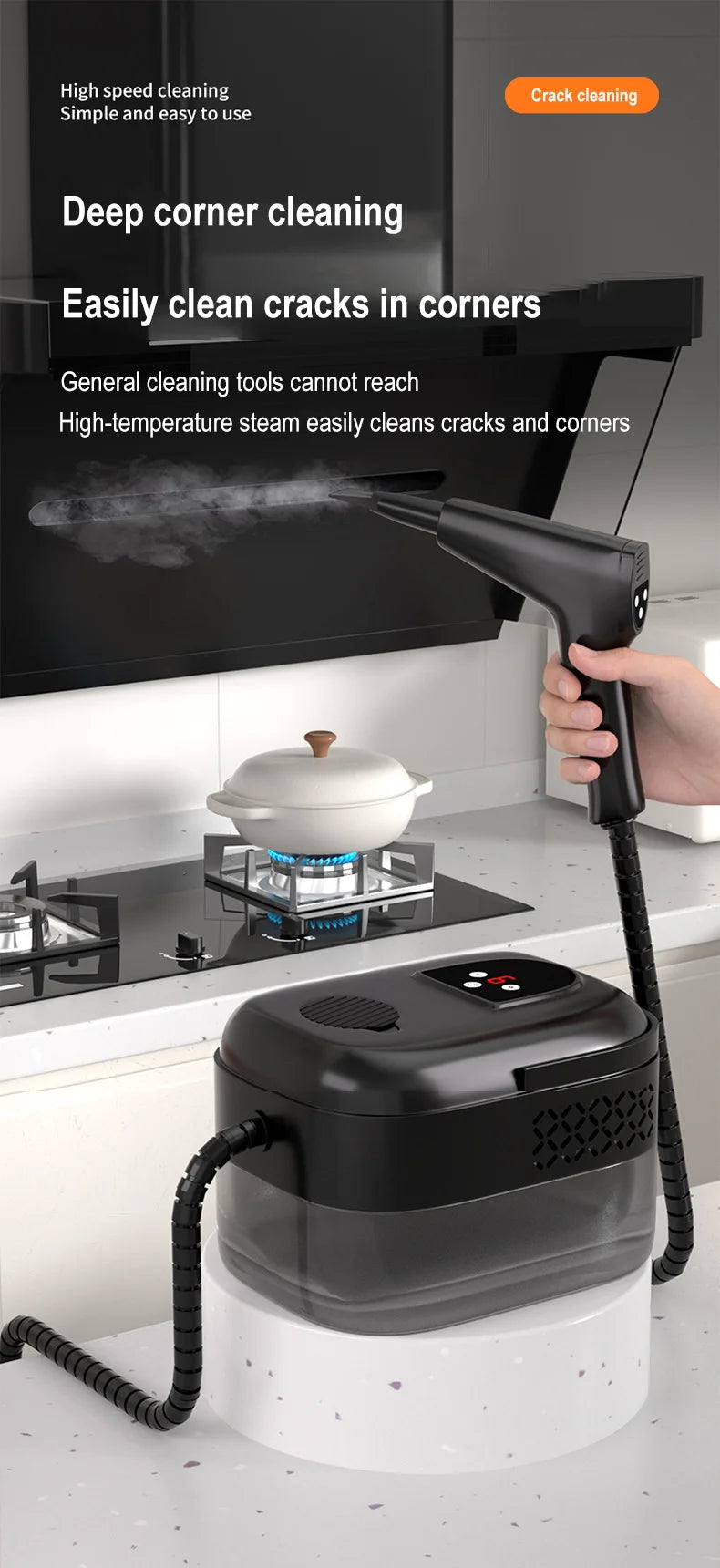 1500W Steam Cleaner High Temperature Pressure Washer with Remote control Steam Cleaning Machine For Home Kitchen Hood Car 1400ml