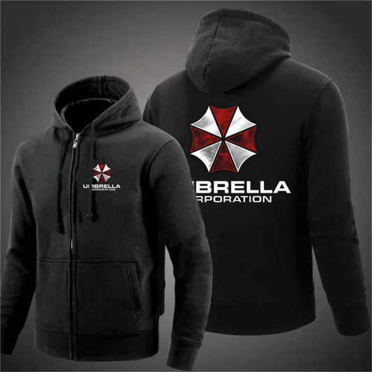 Umbrella company 2025 Men's long Hoodies Spring And Autumn Solid Color Zipper Pullover Comfort Harajuku Top Sweatshirts