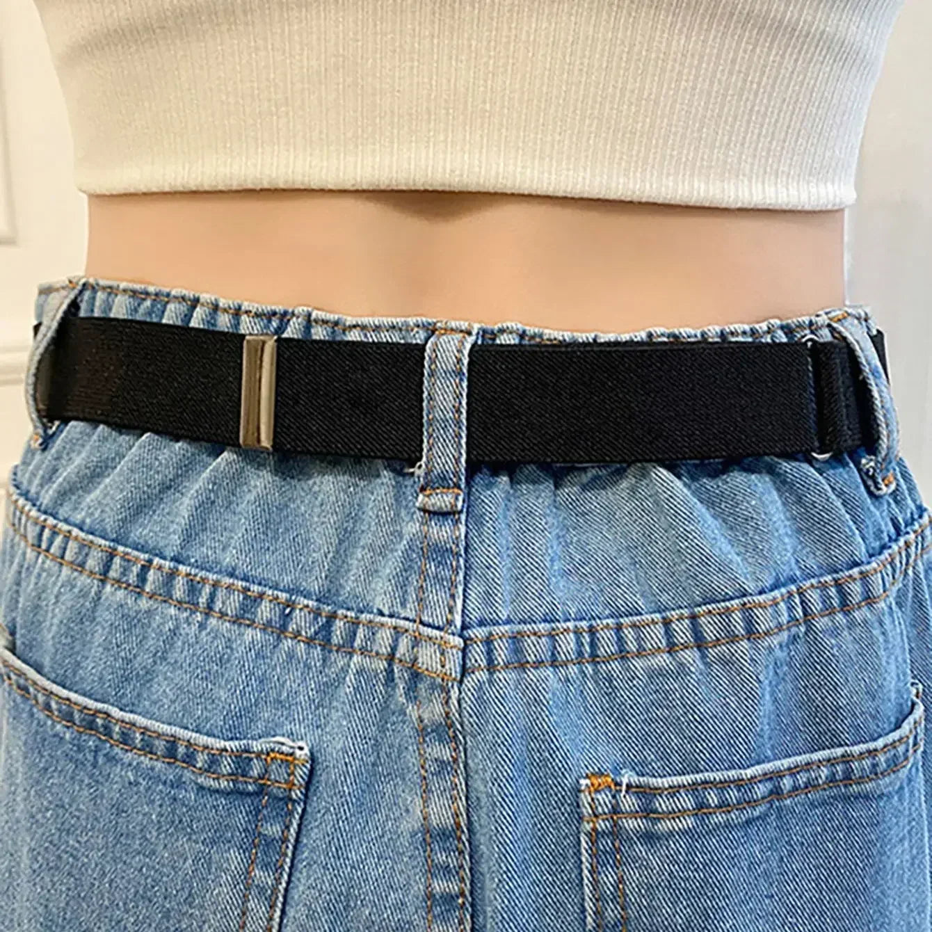 Buckle-Free Belt For Jean Pants,Dresses,No Buckle Stretch Elastic Waist Belt For Women/Men,No Bulge,No Hassle Waist Belt