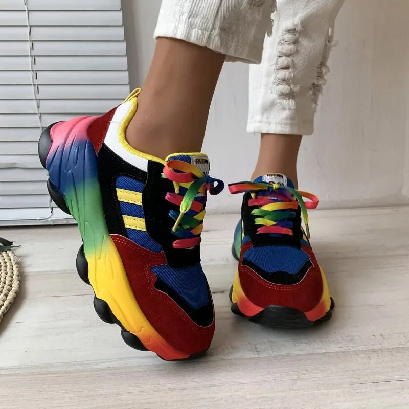 Women's Sneakers New Running Footwear Spring Autumn Outdoor Sports Shoes Multicolor Leisure Comfortable Frenulum Casual Tennis