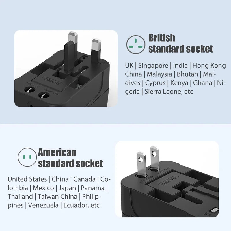 Multinational Travel Conversion Plug Multifunctional Travel Conversion Plug Universal Conversion Plug Worldwide EU UK US AU