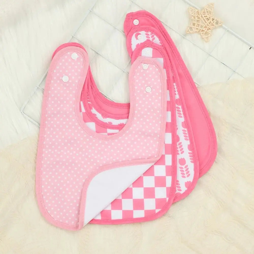 Baby Bibs for Girls - 4 Pcs Soft Newborn Drool Bibs, Cute Polka Dot Printed Infant Bib with Adjustable Snap