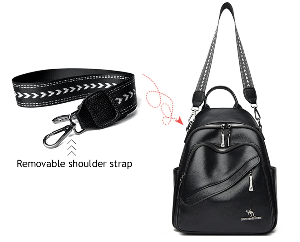 Fashion Backpacks Women Shoulder Bag Simple Rucksack Female Soft Leather Back Pack Ladies Travel Bag Large Capacity School Bags