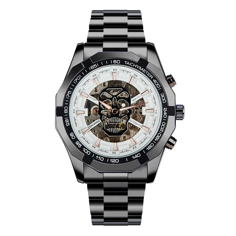 Automatic mechanical watch, fashionable hollow gold automatic mechanical watch, hot-selling business skull watch