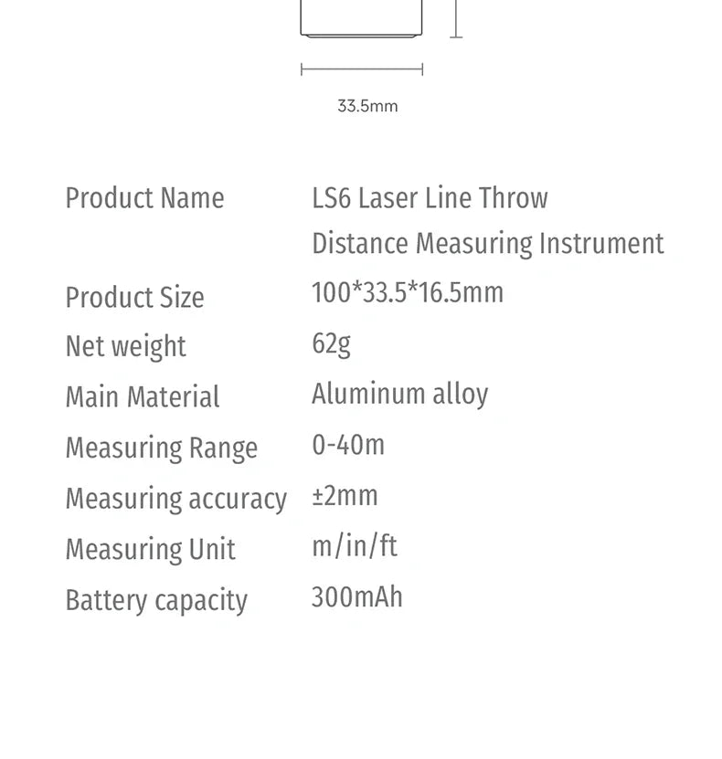 DUKA ATuMan Mini Laser Rangefinder LS6 40m Distance Angle Meter Measuring Tools Portable Rechargeable with Laser Line Marker
