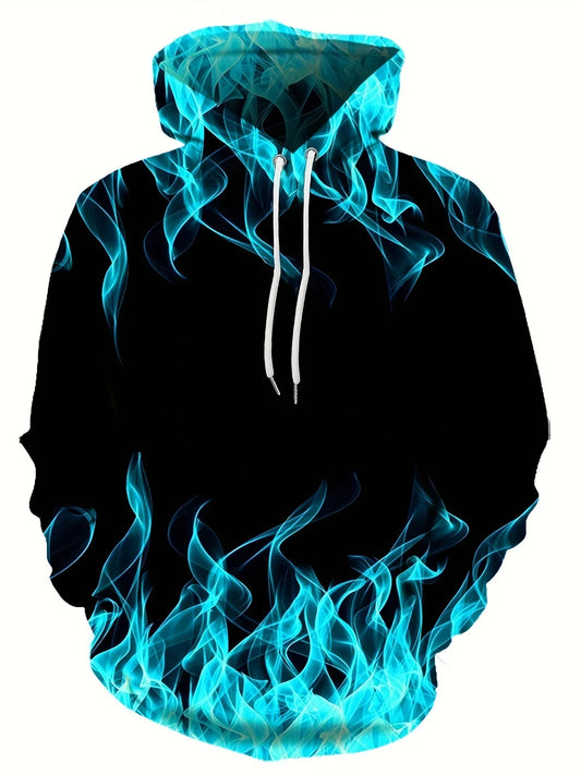 New Creative Flame 3D Print Hoodie Cool Hoodies For Man Spring Autumn Pullover Hooded Sweatshirt Oversized Harajuku Y2k Clothes