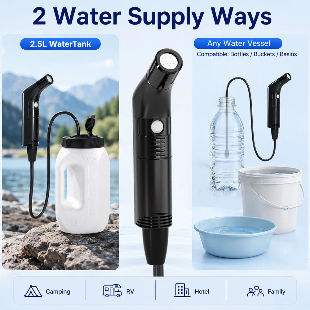2.5L Portable Electric Bidet Rechargeable Shataf Hand Bidet Butt Sprayer for Personal Hygiene Cleaning Travel Camping Bidet