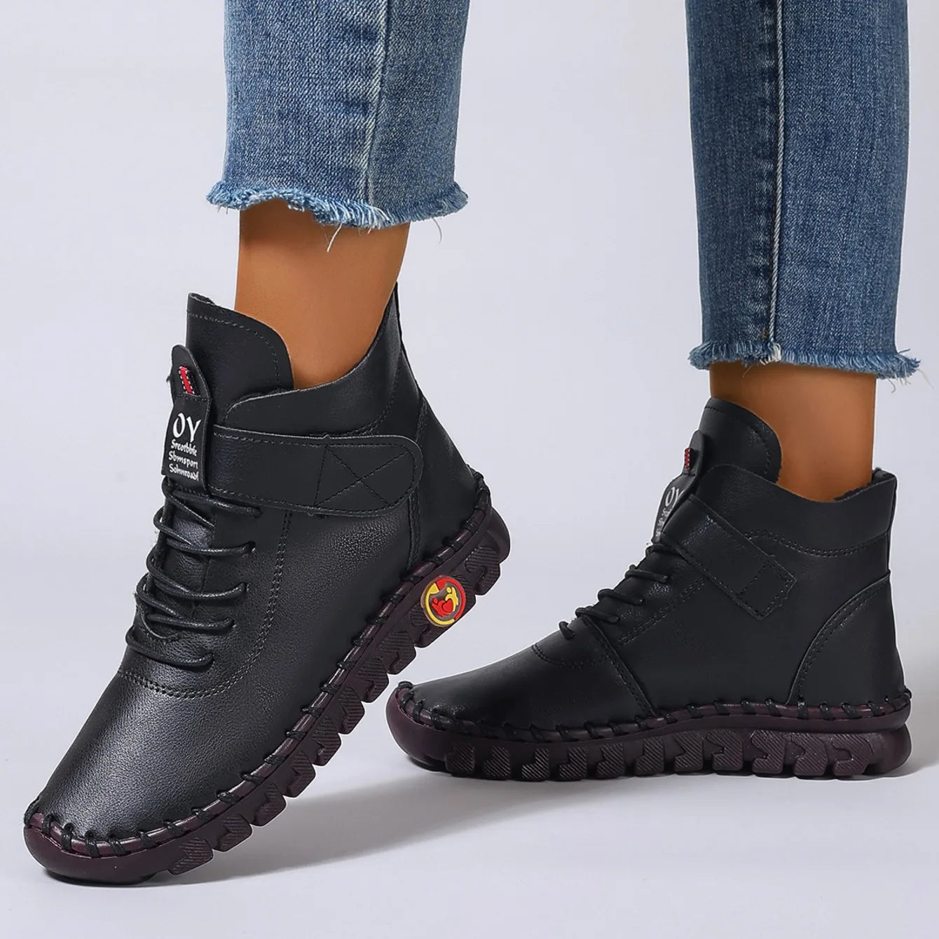 Women Boots Fashion Handmade Cotton Shoes Women Luxury Casual Thickened Warm Mom Shoes Solid Soft Comfortable Flat Ankle Boots