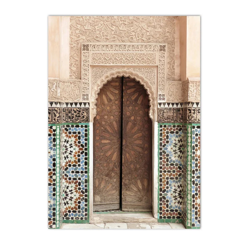 Islamic Morocco Astaka Canvas Painting Mosque No God Except Allah Calligraphy Poster And Print Boho Pictures Living Room Decor