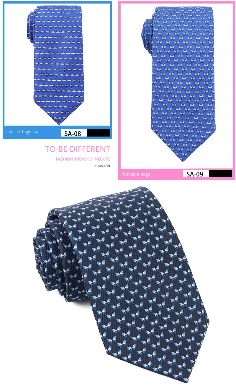 Tailor Smith 100% Silk Ties For Men Fashion Necktie With Bee butterfly sailboat  Animal Pattern Tie Father's Day Birthday Holida