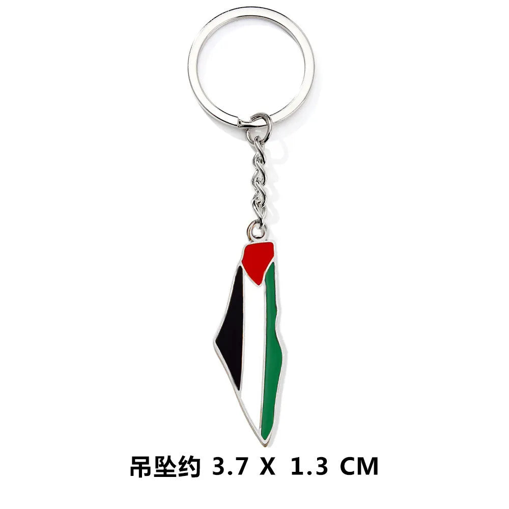 Palestine Map Flag Keychain Pendant For World Peace Decorative Metal Pendant Accessories For Men And Women