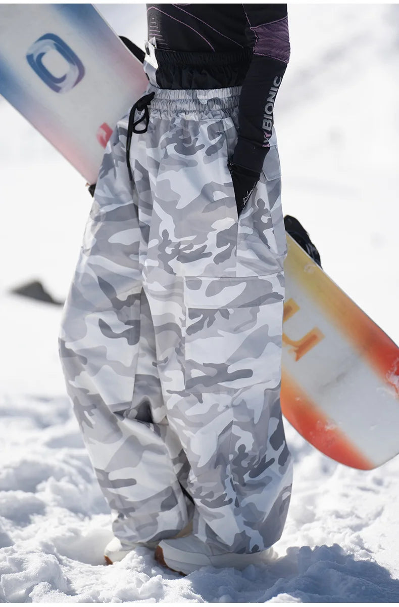 Ski pants for men and women windproof waterproof warm thick camouflage and velvet snow pants snowboard ski pants