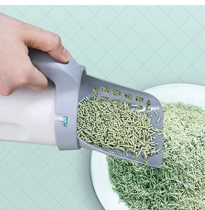 Cat Litter Shovel with Waste Bags Self Cleaning Cats Litter Scooper Portable Cat Litter Box Cleaning Tool Pet Cat Supplies