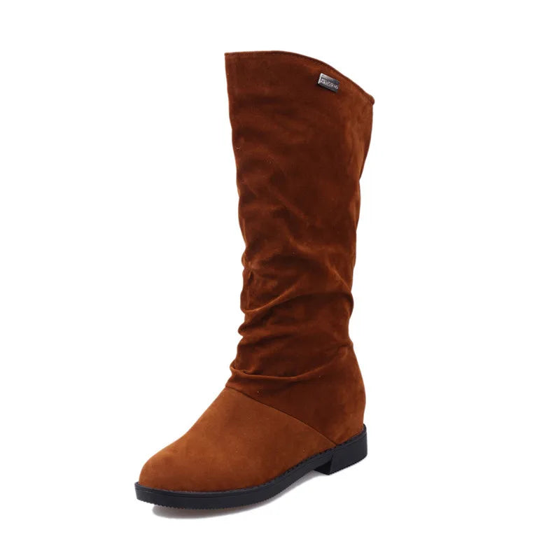 New Winter Shoes Women Snow Boots Flat Non-slip Mid-Calf Boots Soft Brand Ladies Footwear Black Red YX1749