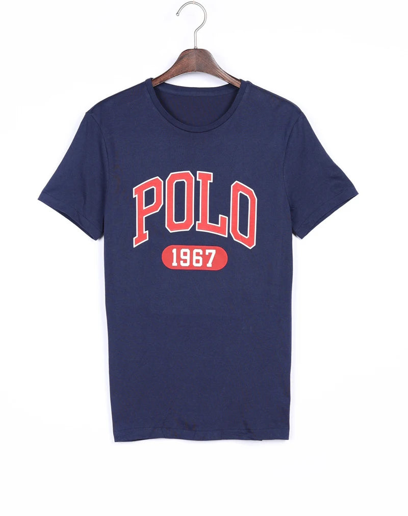 Polo Letter Men's T-shirt Fast Fashion Spring and Summer Cool Casual Simple Men's and Women's Cotton Printed Short Sleeves Tops