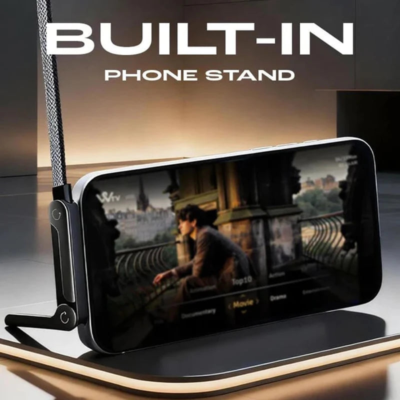240W Fast Charging Cable with Adjustable Phone Stand, 2-in-1 Tough Braided Charging Cables Folding Stand UBS-A/Type-C to Type-C