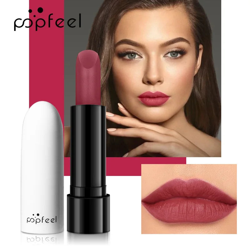 High Quality Popfeel Waterproof Lasting Matte Luxury Velvet Lipstick Make up Smudge-Free Pigmented Lipsticks Lip Gloss Cosmetics