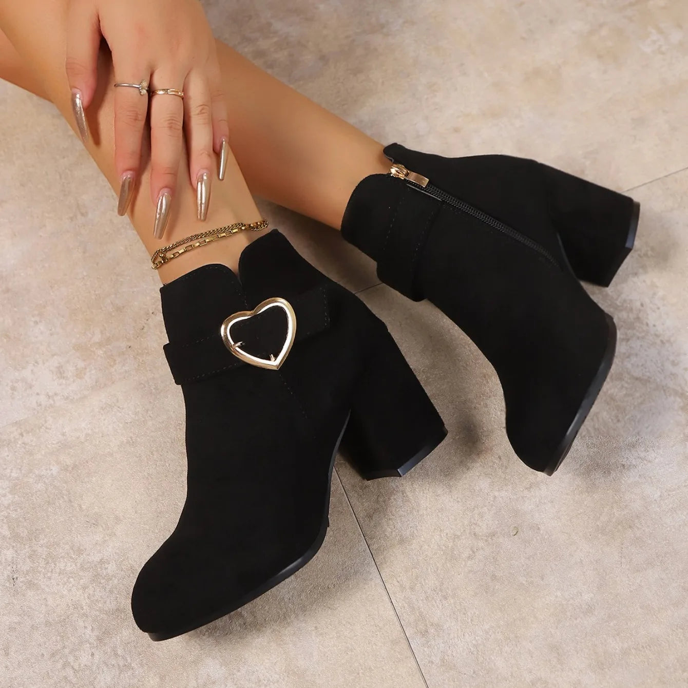 2026 New Women Anti-slip Ankle Boots Platform Zipper High Heels Short Boots Comfortable Designer Shoes Women Zapatos De Mujer