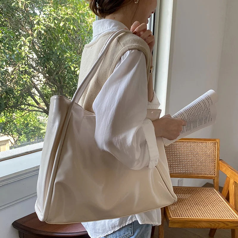 Women Tote Bag Fashion Underarm Pouch Large Capacity Soft Pu Leather Shoulder Bag Retro Crossbody Bag Casual Portable BucketBags