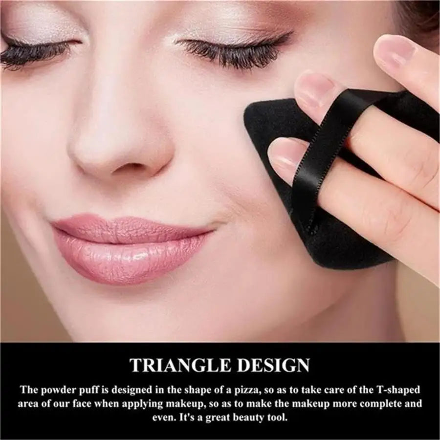 3/5/6PCS Triangle Powder Puffs - Air-Soft Velvet for Loose & Liquid Makeup, Hypoallergenic & Travel-Friendly