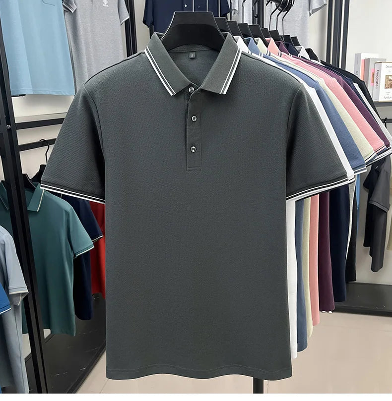 100% pure cotton summer men' luxury brand polo shirt temperament golf short style business casual high-quality T-shirt short top