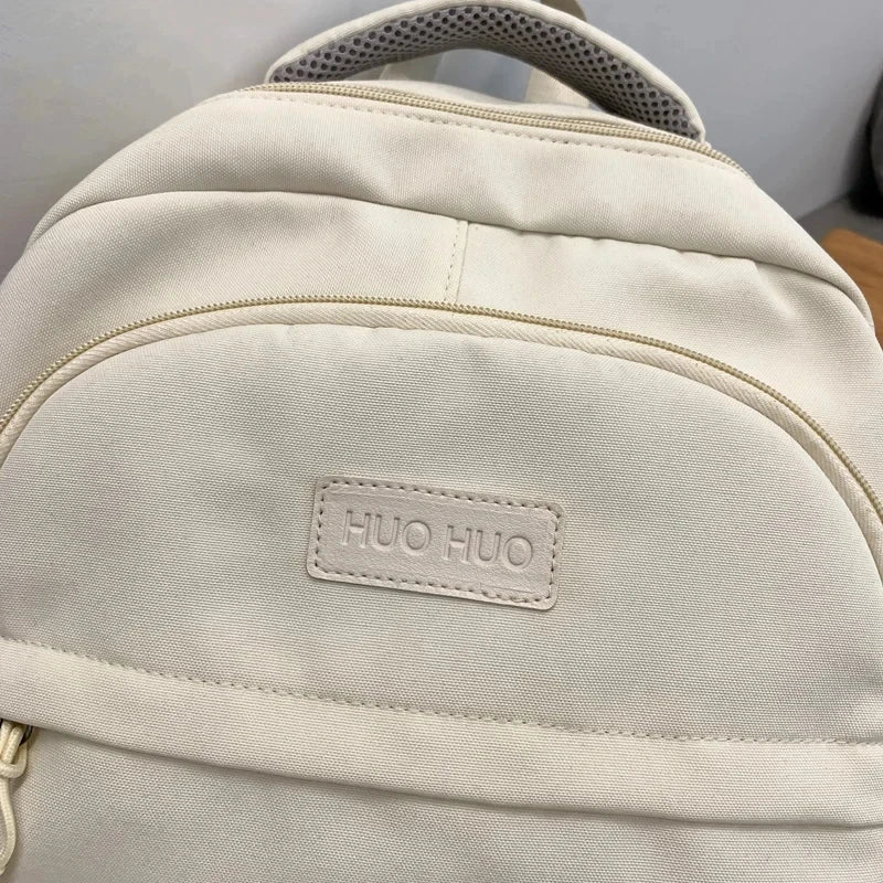 College Style Canvas School Bags For Girls Solid Junior High School Student Schoolbag Korean Version Laptop Backpack Women Boys