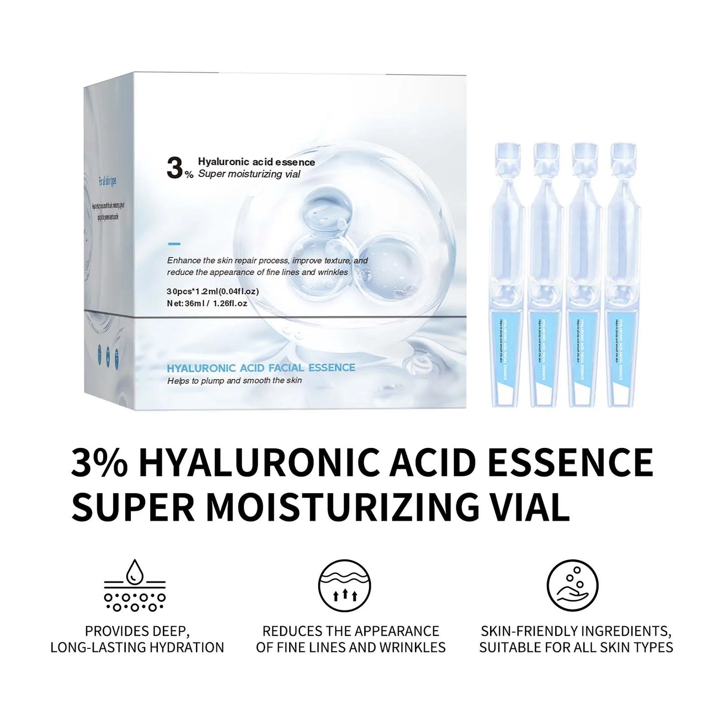 Skin Care Hyaluronic Acid Liquid Serum Facial Moisturizing Lifting Glow Up Facial Essence Quick Absorption Dermapen Serum