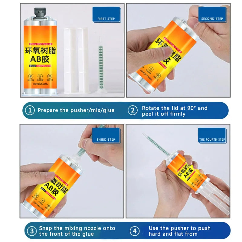 Epoxy Resin AB Adhesive Fast Drying Transparent High Adhesives Sealers Strong Liquid Glue For Metal Plastic Wood And Ceramic