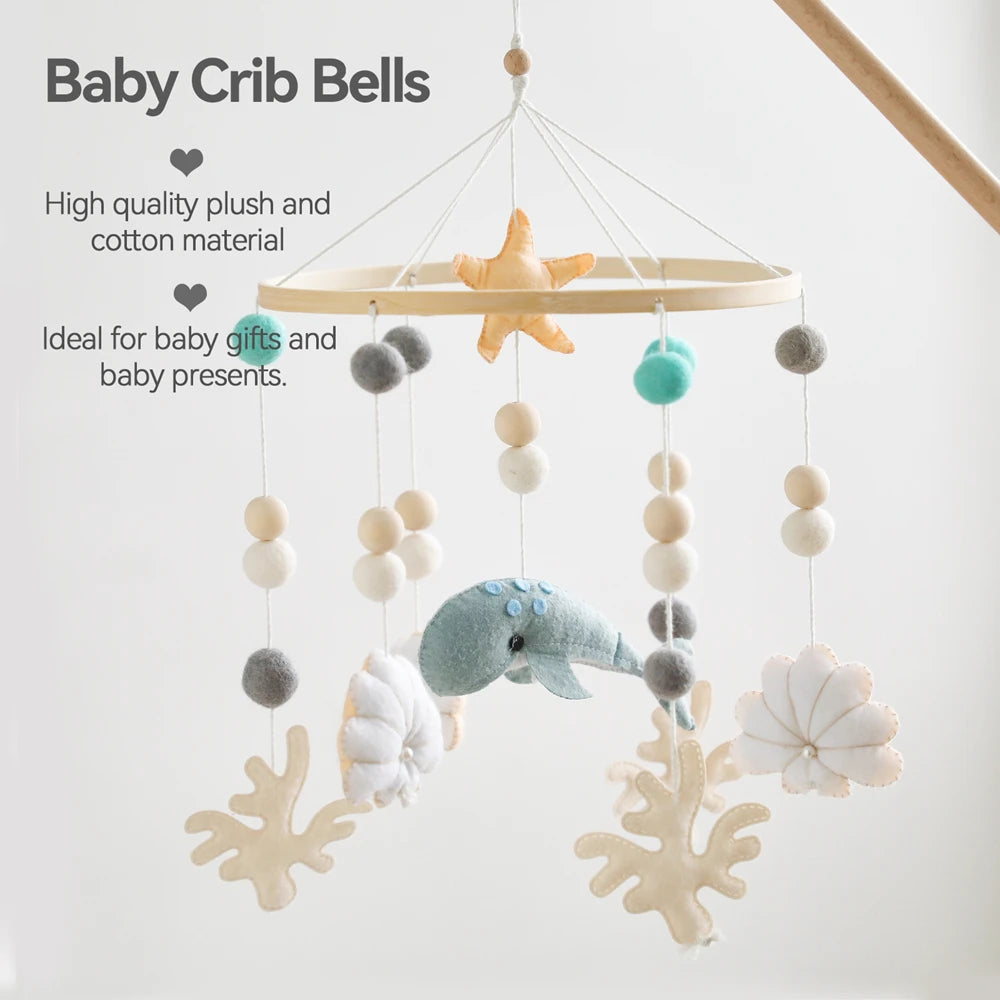 Baby Crib Mobiles Rattle Toy 0-12Months Soft Felt Whale Ball Bed Bell Newborn Music Box Bed Bell Crib Hanging Toys Infant Toys