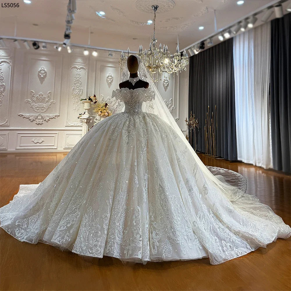 Customized Luxury Wedding Dress Amanda Novias Official New Design Strapless Elegant Bride Dress With Detachable Sleeves