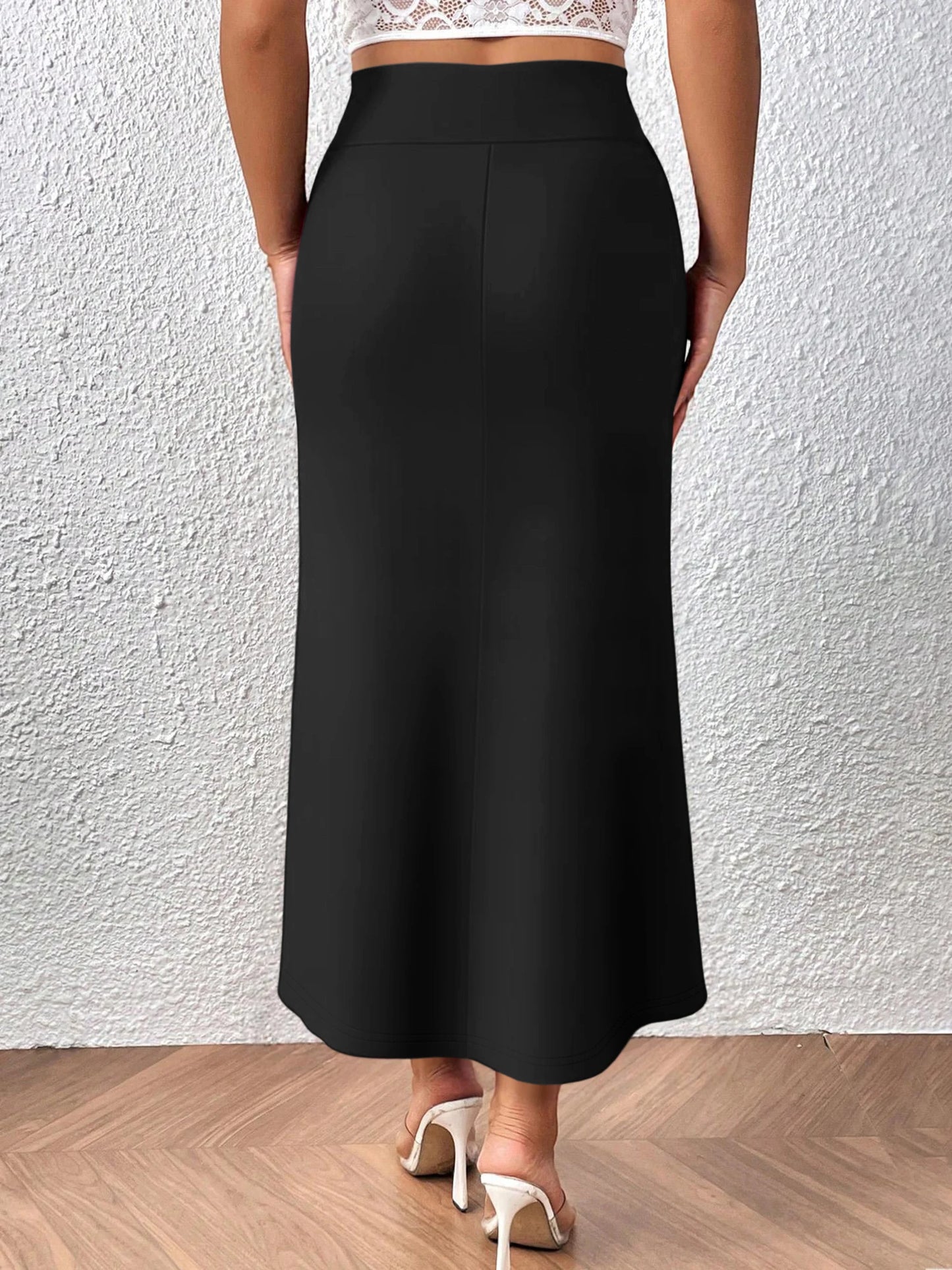 Versatile Midi Skirt High Waisted Flared Design Smooth Texture Suitable for Spring Gardens Summer Markets Autumn Walks