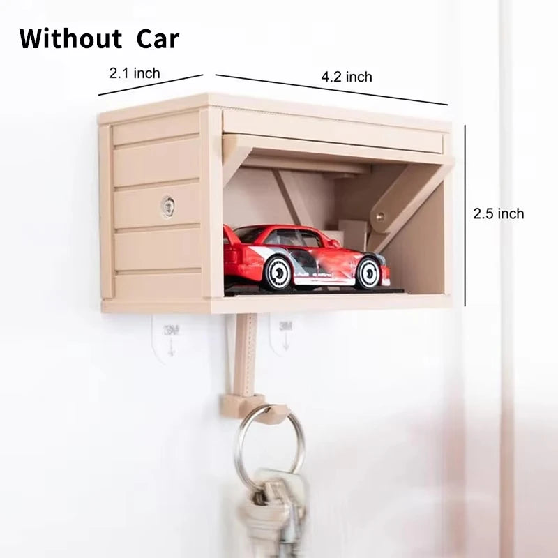 Car Garage Key Holder with Opening Door Wall Hanging Key Holder, Fun 3D Printed Key Organizer, Easy Installation Wall Decoration