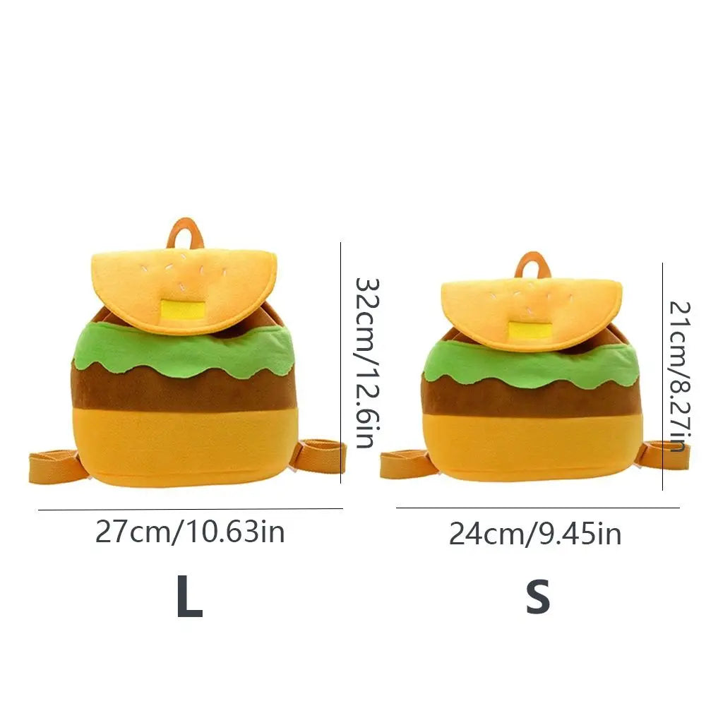 Large Capacity Book Storage Bags  Coin Purse Kindergarten School Bag  Pack Cartoon Burger Bag Hamburger  Backpack