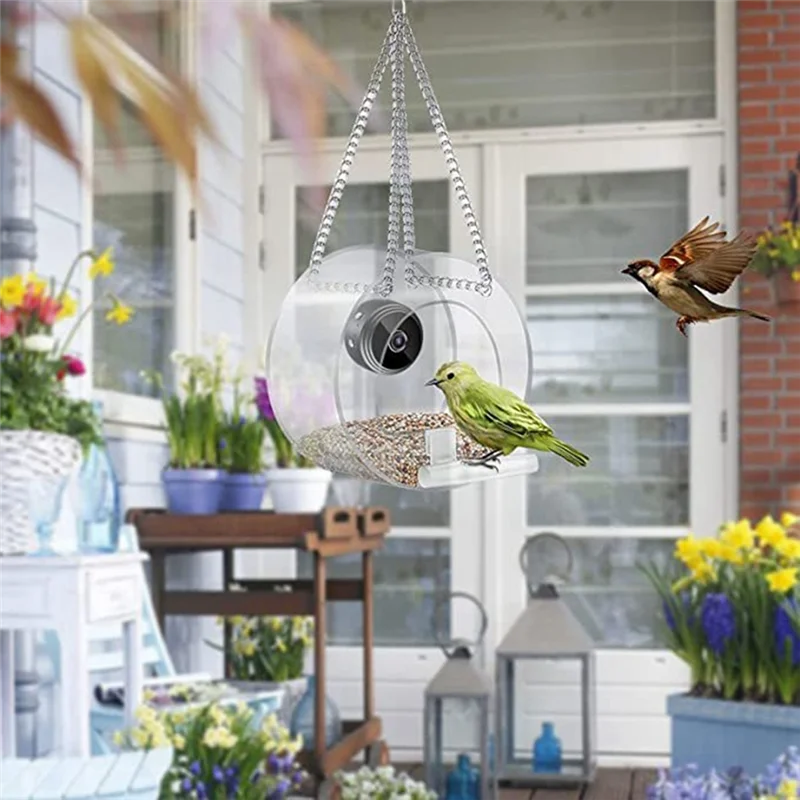 ABKJ-Bird Feeder With Camera, With HD Night-Version Bird Watching Camera For Outdoor Bird Watching & Capture Photos C