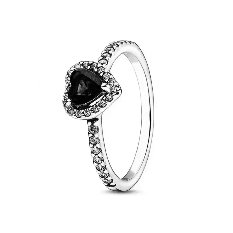 925 Sterling Silver Latest Multiple Colors Sparkling Heart-shaped Ring - Luxurious Exquisite Charm Jewelry Surprise Memorial Gif
