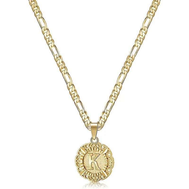 26 letter pendant necklace, round trendy and versatile women's collarbone necklace, jewelry gift