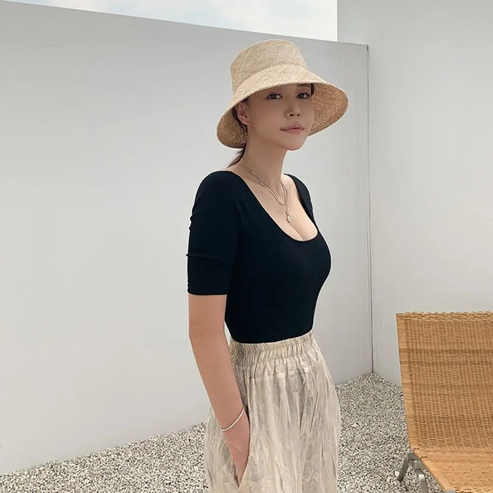 Ladies Bathing Suit Solid Color Hollow Out Swimsuit Slim Design High Waist Backless Swimsuit Mesh Cut Short Sleeve Swimwear Bath