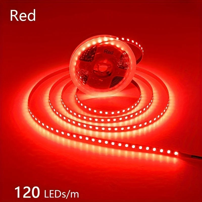 12V Led Strip Light, 8mm Wide, 120 Leds/M, Total 600 Leds, Warm White 3000K/Natural Light 4000K/Red Light/Green Light/Blue Light/Pink Light/Gold Light Tape Light, Under-Cabinet Light, 16.4 Feet (Approximately 5m) Led Strip Li