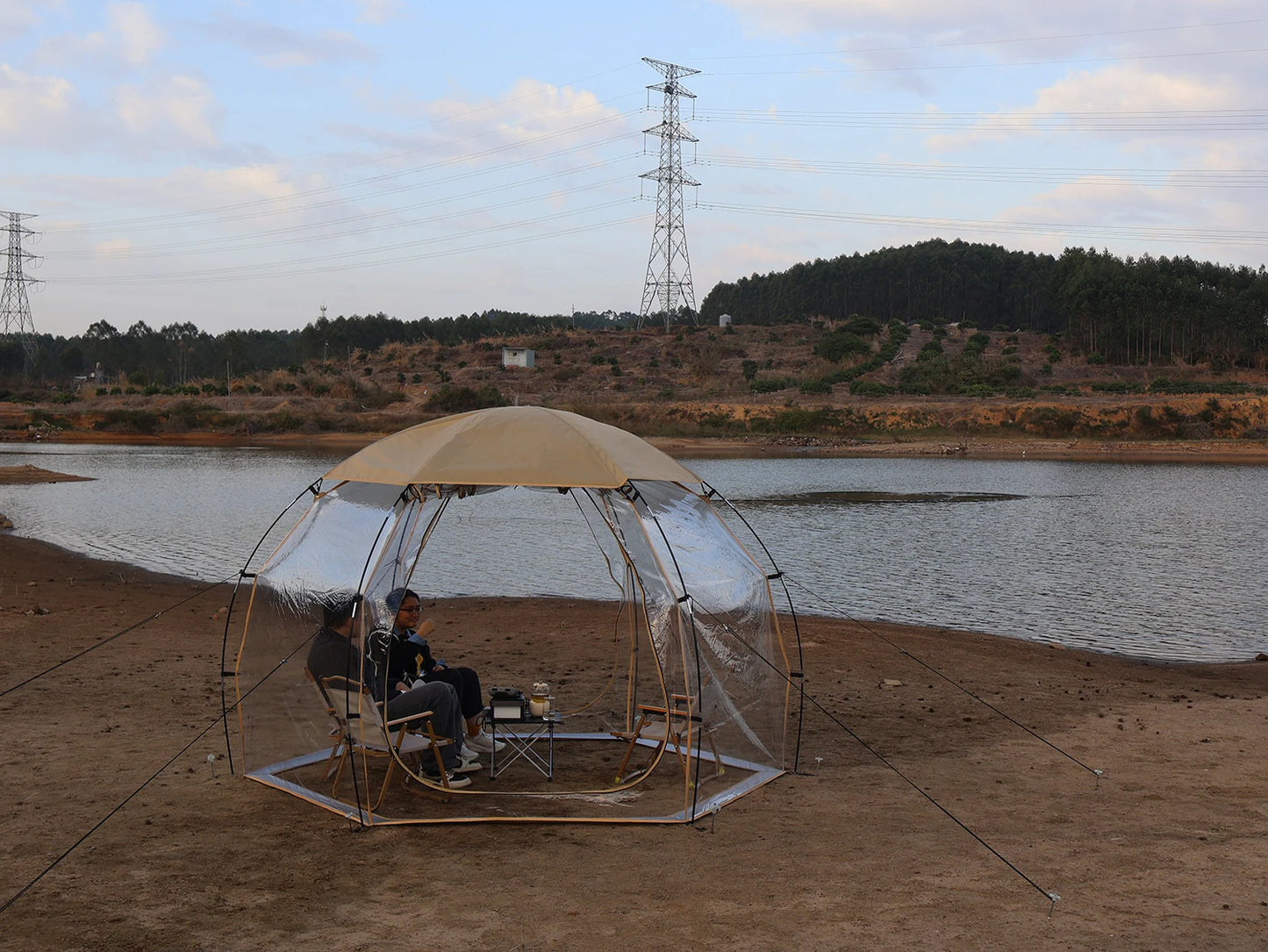 4-6 Person Transparent Tent with Breathable Top Cover Winter Outdoor Camping Windproof Gazebo Large PVC Bubble Tent Family Party