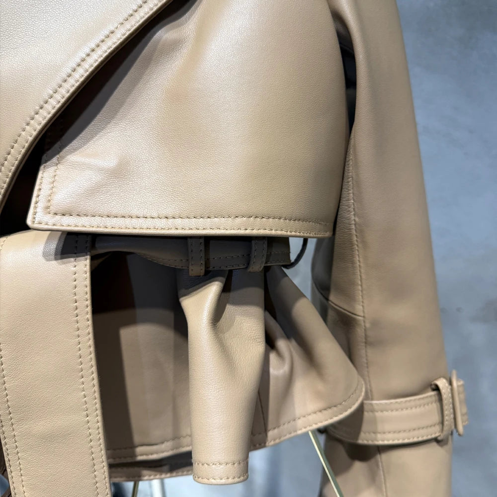 Ladies Blazer Leather Coat Office Lady Sheepskin Jackets Female Genuine Leather Outwear