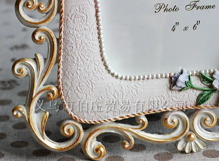 Wholesale of 6-inch Pastoral Photo Frames, Resin Painted Photo Frames, Rose Creative Photo Frames