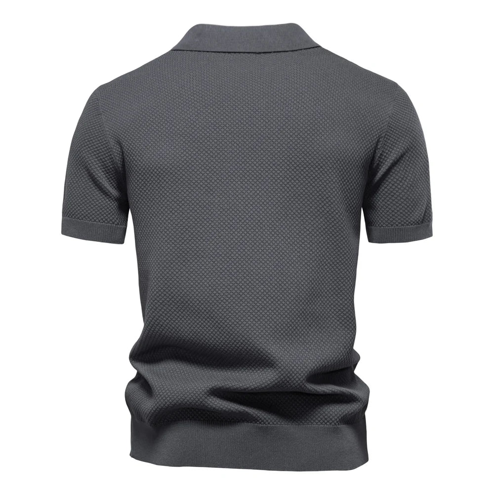 AIOPESON Men's Summer Breathable Polo Shirt Short Sleeve Solid Color Casual Polo Shirts for Men Lightweight Stretch Polo ﻿
