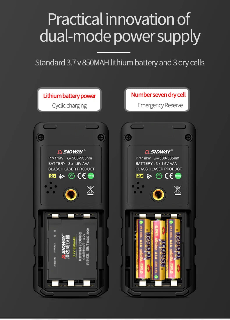 SNDWAY Laser Distance Meter 50m 70m 100m 120m Rangefinder Digital Range Finder Trena Roulette Ruler Distance Measuring Tape