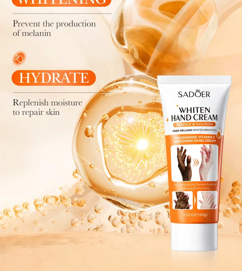 SADOER Skin Whitening Hand Cream Moisturizing Tender Nourish Non Greasy Hydrating Beauty Skin Care